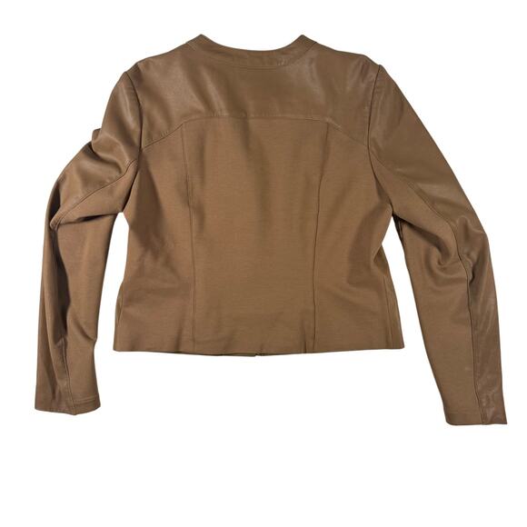 Via Spiga 100% Lamb Leather Jacket Women’s L Brown Gold Zip Moto Style - Picture 3 of 8
